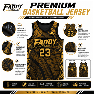 Maillot de basket-ball personnalisé par sublimation, respirant, or et noir, uniformes d'équipe pour hommes, jeunes et adultes, vêtements de sport à séchage rapide - Product Image 5