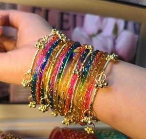 Conjunto de Brazaletes de Cristal Coloridos con Diseño de Gotas de Lluvia, Chapados, Estilo Moderno, Regalo para Mujer - Product Image 1