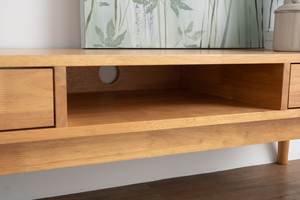Ready-Stock Modern 1.5m TV Console with 2 Storage <b>Drawers</b> in Natural Finish for <b>Small</b> Apartment and Residential Project - Product Image 4