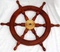 Volant de bateau en bois de luxe, fait main, poli, décoration nautique, objet de collection, cadeau pour la maison