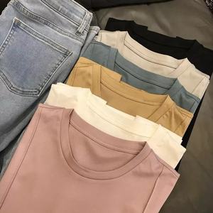 Camisetas de algodón para mujer, ropa de verano con cuello redondo, informal, Boutique - Product Image 6