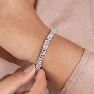 Lab Grown Diamond Marquise Tennis Bracelet Leaf Style Diamond Bracelet White Gold Bridal Bracelet Wedding Jewelry <b>Gift</b> for Women - Product Image 2