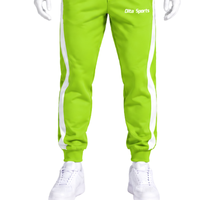 Ensemble de survêtement vert lime unisexe, sweat-shirt à col rond et pantalon de jogging, avec bande contrastante, pour le sport, l'entraînement, les loisirs et les activités athlétiques