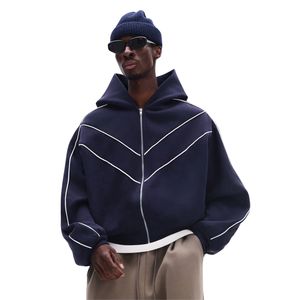 Sudadera con capucha de invierno para hombre, de forro polar tejido ecológico, lisa, oversize, con cremallera, ajuste personalizado, logo, efecto desgastado por el sol, contraste, las más vendidas al por mayor - Product Image 3