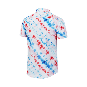Men's Tie Dye Hawaiian Style Short Sleeve Breathable Casual <b>Shirt</b> Red Blue White Poplin Turn-down Collar Summer Wear - Product Image 2