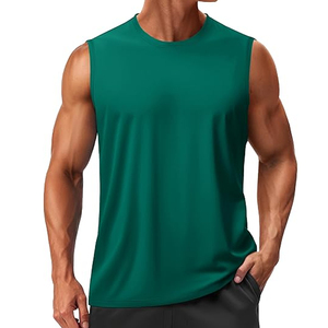 Custom Men Sleeveless Vest Pure Cotton High Street Retro Loose Shoulder Casual T Shirt Top - Product Image 1