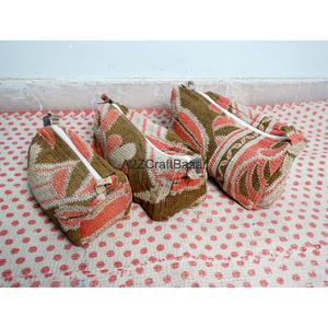 Juego de Bolsas Kantha Acolchadas Hechas a Mano con Borlas y Cremallera, Personalizadas, de Algodón Artesanal, Organizador de Cosméticos de Viaje, Colores Variados - Product Image 4