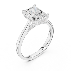 Anillo Halo Oculto con Diamante Cultivado en Laboratorio de 2 Quilates, Corte Radiante, Color E, Claridad VS, Oro Sólido de 14K, Anillo de Compromiso Clásico para Mujer, Certificado IGI - Product Image 2