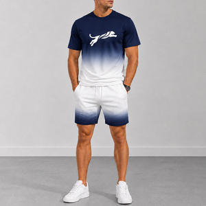 Conjunto Deportivo de Dos Piezas con Logotipo Personalizado, Estampado en Degradado, Secado Rápido, Transpirable, Sublimado, Ligero e Informal para Verano - Product Image 3