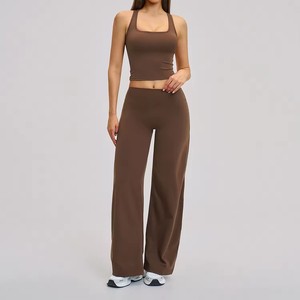 Vêtements de sport pour femmes en gros, ensemble de sport 2 pièces, débardeur personnalisé, respirant, pour la remise en forme, l'entraînement, le yoga, vêtements de sport - Product Image 2