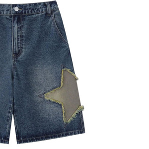 Shorts de mezclilla rectos casuales de verano para mujer, talla grande, personalizados, sexys, de cintura alta, con dobladillo deshilachado y aberturas, lavado claro, estilo streetwear - Product Image 4