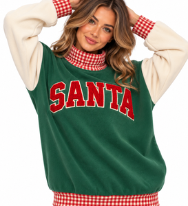 <b>Women's</b> <b>Christmas</b> Mockneck <b>Sweatshirt</b> Wholesale Custom Crystal Applique Letter Embroidery Oversized Winter Casual Pullover - Product Image 4