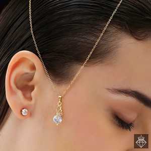 ชุดสร้อยคอและต่างหูประดับเพชรเม็ดเดี่ยวป้องกันการเสื่อมเสียของปราโอะ - Product Image 6