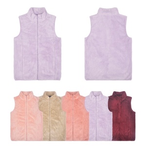 Personnalisable femmes hiver chaud Streetwear polaire Sherpa veste sans manches avec fermeture éclair décontracté coton rempli - Product Image 2