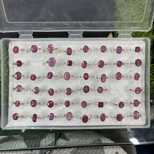 Natural Ruby Stone <b>Rings</b> Wholesale German Silver <b>Adjustable</b> Handmade Oval Cushion Cut Red Ruby Love Theme Jewelry Bulk - Product Image 4