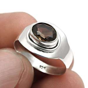 Anillo de Plata de Ley 925 Más Vendido, Oxidado, con Cuarzo Ahumado Natural de Corte Ovalado, Precio al por Mayor, Joyería Bohemia - Product Image 2