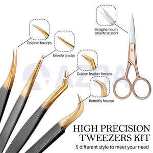 Ensemble de pinces à cils en acier inoxydable durables, pinces à cils de précision à prise parfaite, ciseaux pour la beauté des cils professionnelle - Product Image 6