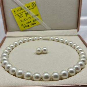 1 ensemble de perles blanches de mer du Sud, non montées, pour collier, directement provenant d'une ferme locale d'Indonésie, ensemble de colliers, qualité AA - Product Image 1