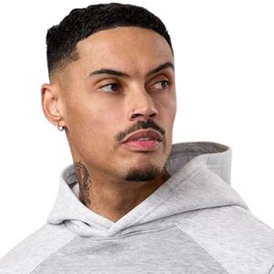 Mens Light Grey <b>Colour</b> <b>Block</b> Fleece Hoodie Casual Pullover Athletic Winter Gymwear Hoodie Apparel - Product Image 3