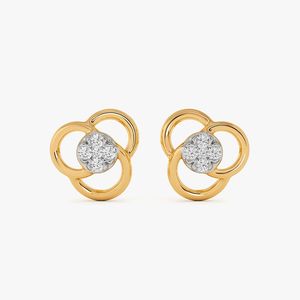 Pendientes de Oro Amarillo con Diamantes Cultivados en Laboratorio, Diseño Floral de Triple Aro - Product Image 3