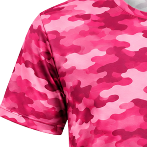 <b>Pink</b> Camo <b>T</b> <b>Shirt</b> <b>Men</b> Short Sleeve Crew Neck Camouflage Printed Sports Training Fitness Gym Workout Performance Athletic Wear - Product Image 3