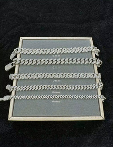 Collier chaîne cubaine en argent 925 avec diamant Moissanite taille brillant, bijoux hip-hop, idéal pour les soirées, cadeau pour petit ami - Product Image 3