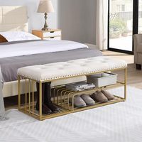 Banc à chaussures moderne en velours et bois avec trois tiroirs de rangement, design peu encombrant et assise intégrée