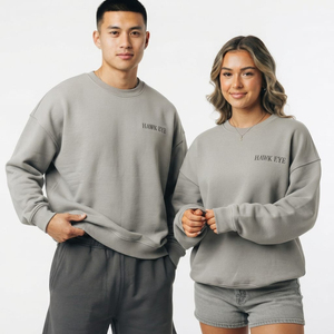 Sudadera Oversize de Algodón Grueso para Mujer, Color Liso, Hombro Caído, Cuello Redondo, Unisex, Fabricante OEM ODM - Product Image 3