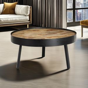 Mesa de centro de lujo moderna antigua, Natural acabado negro, madera de Mango, Colección Taula, mesas de centro para sala de estar, muebles para el hogar - Product Image 6