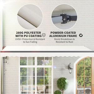 Tenda Laterale Estensibile Retrattile in Lega di Alluminio con Finitura Rivestita in PVC Max. Lampione LED da 6m di Larghezza per Uso Residenziale con Illuminazione a LED - Product Image 2