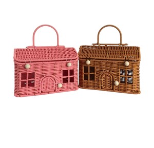Cesta de Almacenamiento de Mimbre Creativa con Asa - Cesta de Picnic Tejida a Mano con Forma de Cabaña para Decoración Boho - Product Image 4