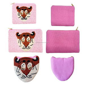 Handmade Beaded Embroidery Tiger Coin Purse Seed Beads Zipper <b>Wallet</b> Custom Gift Designer Fashion Luxury <b>Compact</b> Unisex - Product Image 1