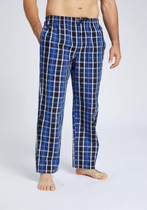 <b>Custom</b> Men's Flannel Cotton Checkered <b>Pajamas</b> Spring Autumn Casual Button Pockets Sleeping Pants Canvas Fabric Midweight High - Product Image 1