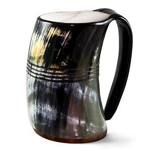 Mug en corne de bœuf polie, sculptée à la main, artisanale, naturelle, pour la bière, l'ale, le vin, les spiritueux, l'eau et toutes les boissons - Product Image 3