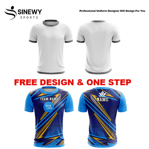Camiseta de Fútbol Azul Personalizada para Hombre, Manga Corta, Cuello Redondo, Absorbe la Humedad, Impresión Sublimada, Nombre del Equipo y Logotipo en la Parte Delantera, Ajuste Atlético, 100% - Product Image 6