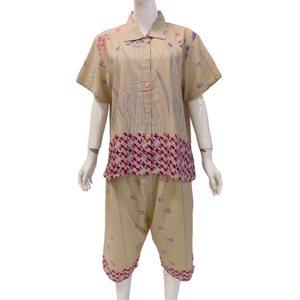 Pijama Elegante e Informal para Mujer, Pantalón Corto y Camiseta de Manga Corta, Color Sólido, con Tela Térmica Suave y Transpirable de Chrysanta - Product Image 2