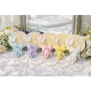 Abanico de Bambú Personalizado con Logotipo Impreso, Abanico de Hoja de Palma para Bodas con Decoración de Lazo Colorido - Product Image 2