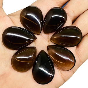 Cabochon en quartz fumé naturel taille poire 20 mm, pierres précieuses en quartz fumé en vrac, prix de gros pour la fabrication de bijoux en lot - Product Image 6