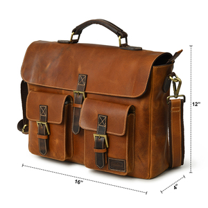 Men's Large-Capacity Professional Use Genuine Leather Business Laptop Bag with Shoulder Strap <b>Computer</b> Cover - Product Image 5