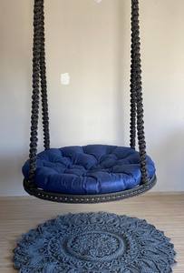 <b>Round</b> Macrame <b>Swing</b> with Cushion, Hanging Chair, <b>Swing</b> Chair, Macrame hanging chair indoor, chair hanging - Product Image 2