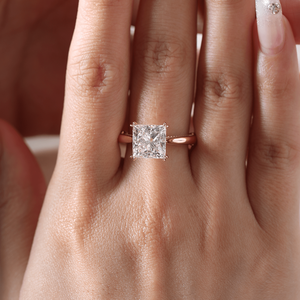 Anillo de Oro Real con Diamante de Laboratorio de 4 Quilates Personalizado, Anillo de Boda de Doble Garra Inspirado en la Naturaleza, Hecho a Mano - Product Image 3