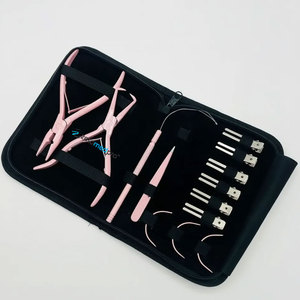Wholesale Professional Baby Pink Hair <b>Extension</b> Tools Kit Stainless Steel Pliers Set Micro <b>Beads</b> Clips Needles Loop for - Product Image 3