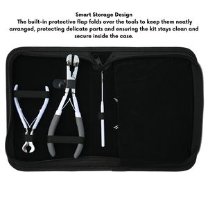 Hair Extension Tool Kit Parting Finger Styling Clip Curved Needle Thread Cutting Mini Scissor Hook Bond <b>Cutter</b> Plier Rexine Case - Product Image 5
