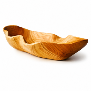 Plateau de service décoratif artisanal en bois d'acacia, bol de présentation rustique en bois naturel pour fruits, pain et collations, centre de table, article cadeau - Product Image 1