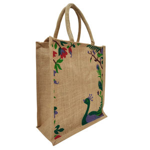 Bolsa de Yute Rectangular Estampada - Diseño Artesanal Ecológico con Colores Respetuosos con el Medio Ambiente, Duradera y Ligera para Jubilación o Diwali - Product Image 1
