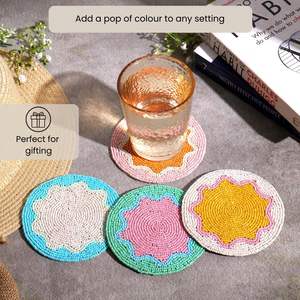 Sous-verres perlés multicolores en verre, décoration de table bohème pour la salle à manger et les cadeaux - Product Image 3