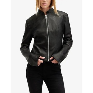 Women's Black <b>Retro</b> Leather <b>Jacket</b> Classic Vintage Biker <b>Motorcycle</b> Slim Fit <b>Jacket</b> - Product Image 4