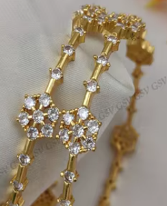 ชุดกำไลสองชิ้นชุบทองคุณภาพดีเยี่ยมทันสมัยหนึ่งกรัมสำหรับผู้หญิงเครื่องประดับสำหรับงานแต่งงานและงานปาร์ตี้ - Product Image 2