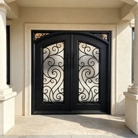 Portes en fer forgé sur mesure XIYATECH, avec décorations forgées à la main, panneaux de verre ouvrables, pour entrée principale de maison de luxe