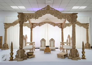 Mandap Maharani para Bodas con Temática de Jardín al Aire Libre, Decoración de Mandap Maharani para Bodas Tradicionales del Sur, Diseñador de Mandaps Redondos para Bodas en Estados Unidos - Product Image 5